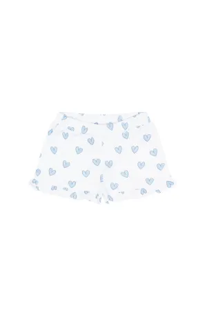 Blue Heart Print Shorts