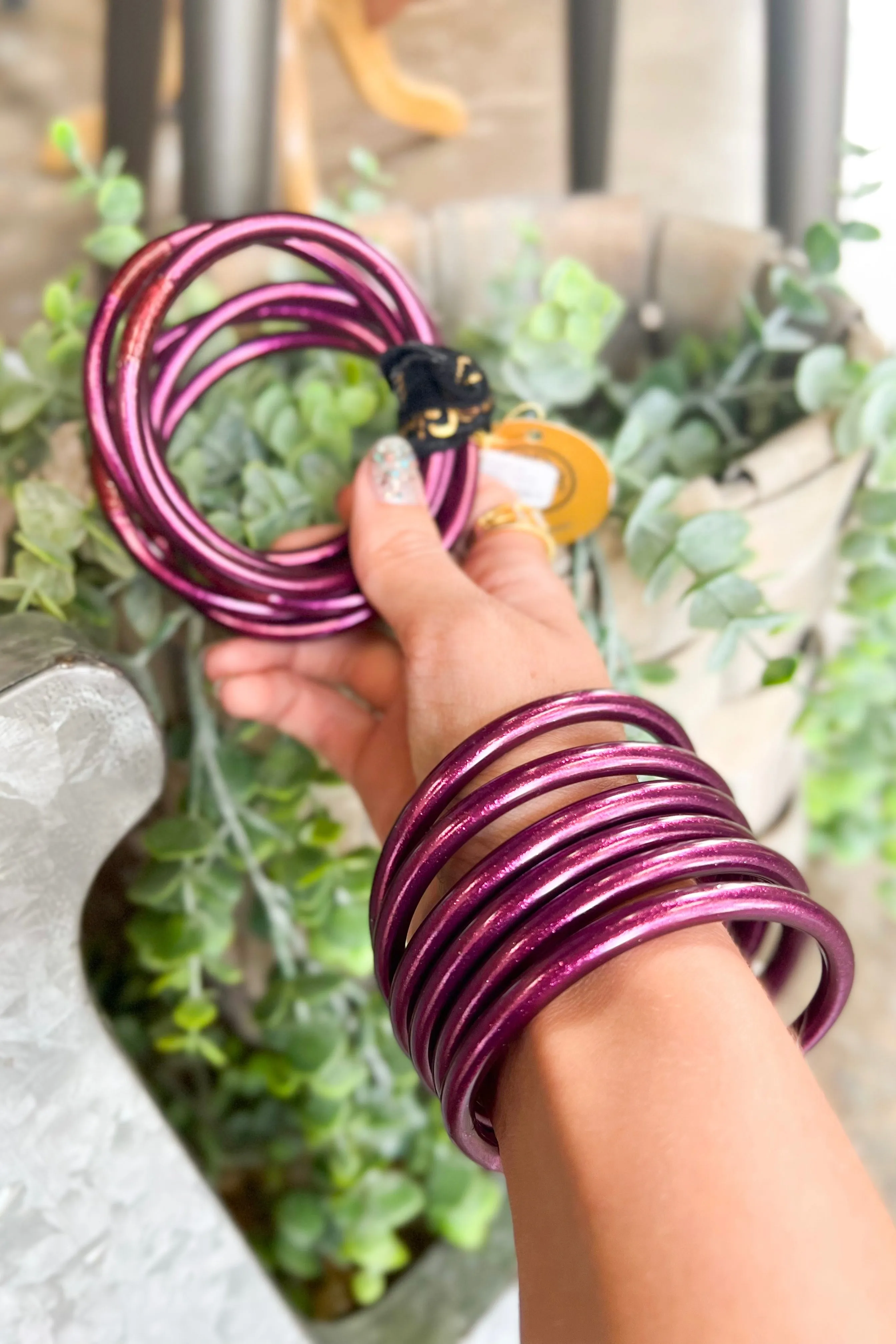 BuDhaGirl All Weather Bangles Amethyst (Set of 6)