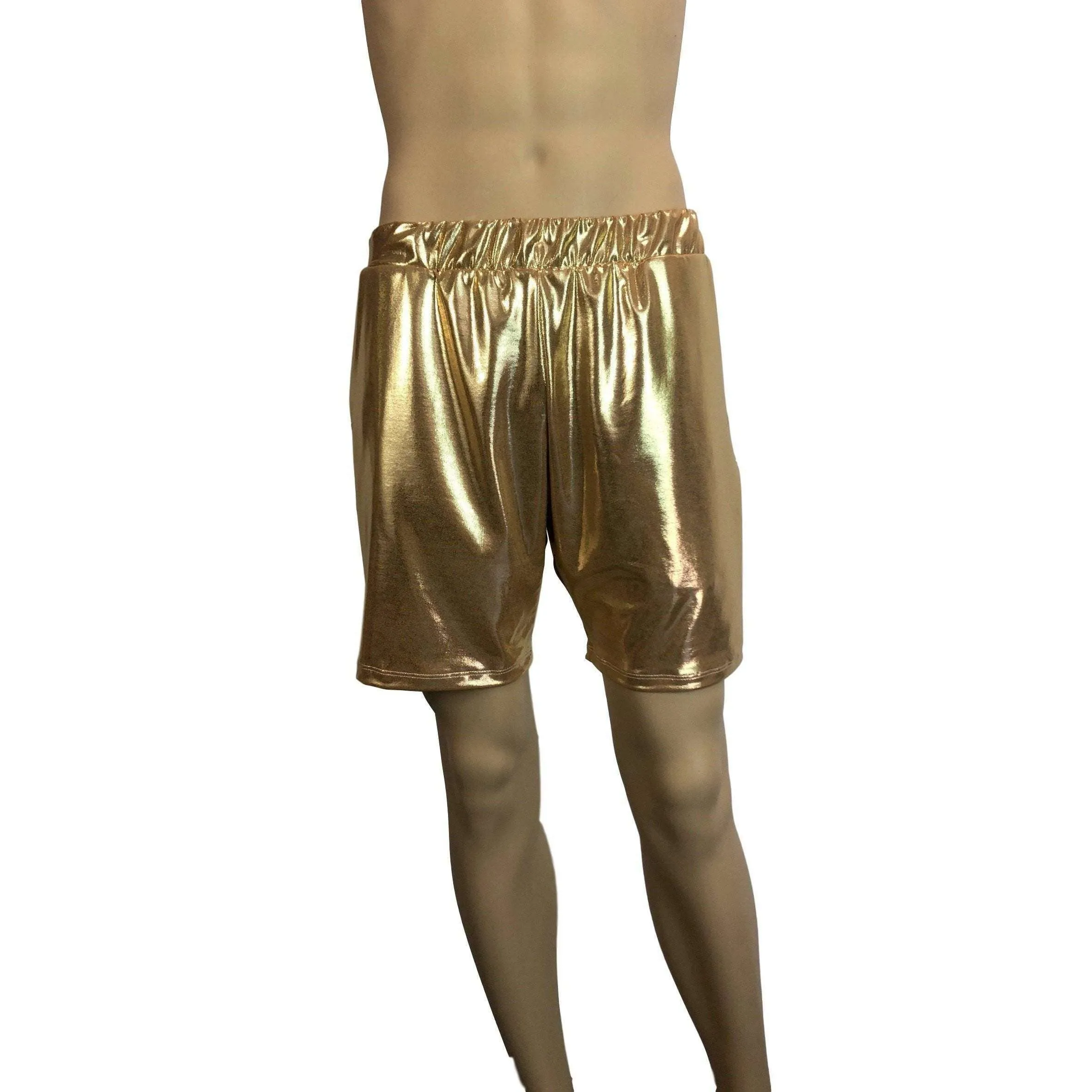 Men's Gold Mystique Metallic Shorts W/ Pockets