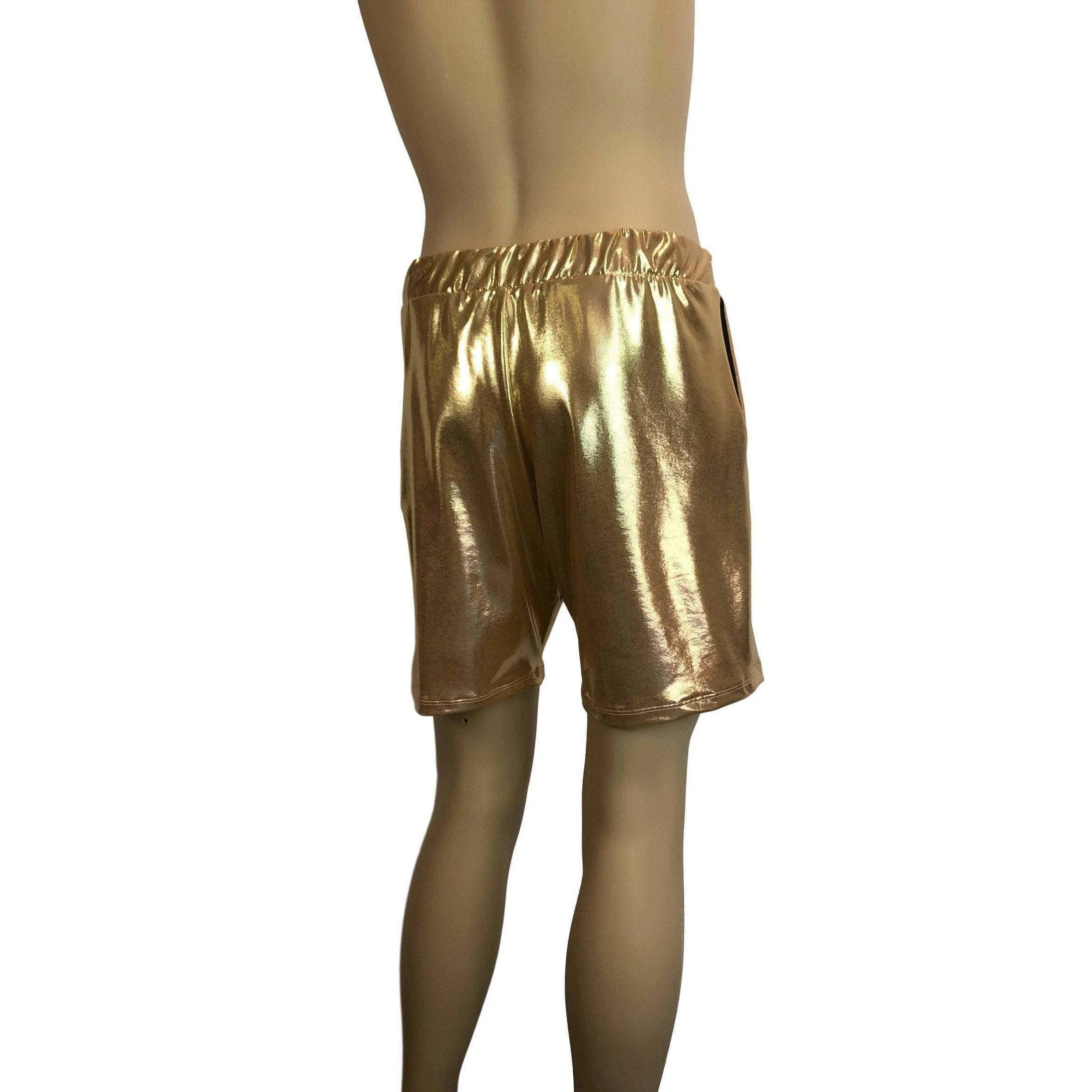 Men's Gold Mystique Metallic Shorts W/ Pockets