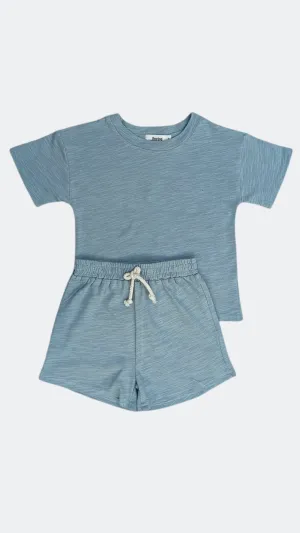 Steel Teal Organic T-Shirt and Shorts Set